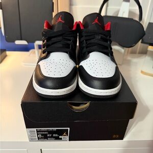 Air Jordan 1 Low Black Red White Sneakers